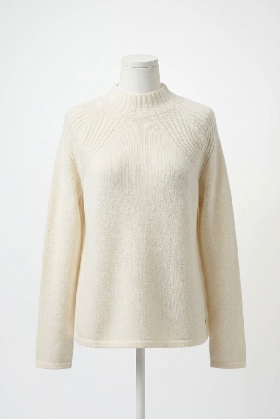 NEW JOSEPH RIBKOFF mock neck wool blend sweater top in winter white